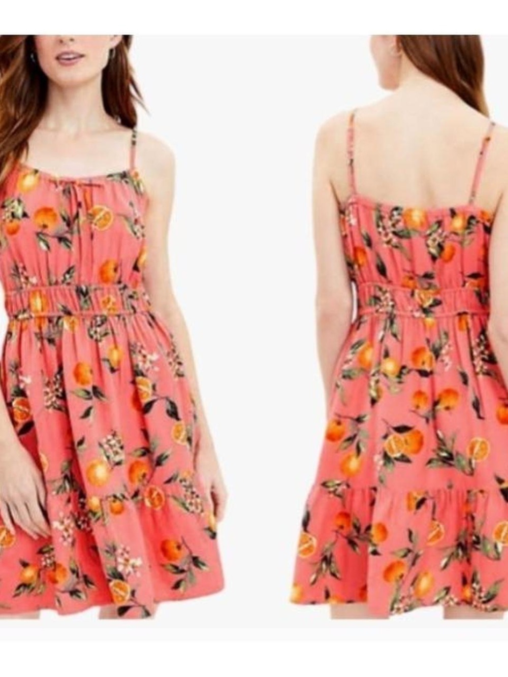 Women's Pink Orange Floral Sundress